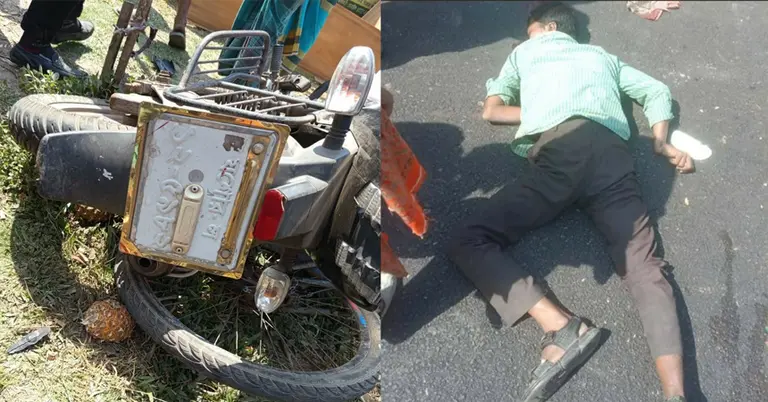 দুর্ঘটনা কবলিত মোটরসাইকেল